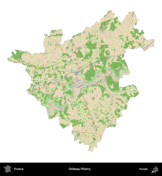 Şato-Thierry. Fransa 'nın idari bölgesi bir OpenStreetMap Fransız tarzı haritada beyazda izole edildi