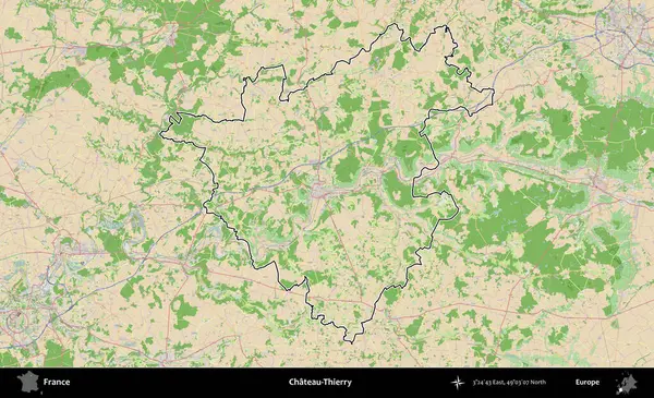 Şato-Thierry. OpenStreetMap Fransız stili haritasında Fransa 'nın idari bölgesinin ana hatları belirlendi