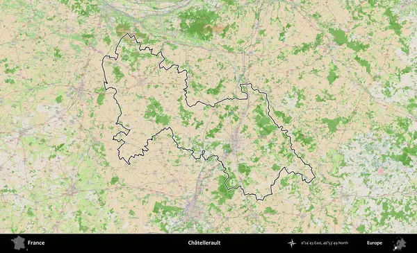 Chatellerault. OpenStreetMap Fransız stili haritasında Fransa 'nın idari bölgesinin ana hatları belirlendi