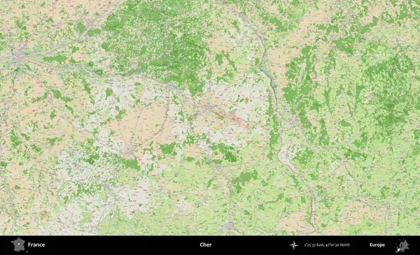 - Cher. OpenStreetMap Fransız stili haritasında Fransa 'nın idari alanı