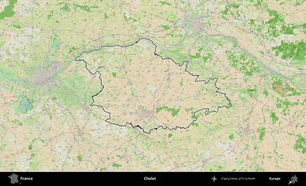 Cholet. OpenStreetMap Fransız stili haritasında Fransa 'nın idari bölgesinin ana hatları belirlendi