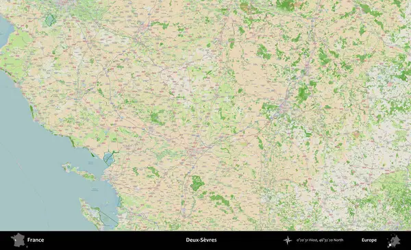 Deux-Sevres. OpenStreetMap Fransız stili haritasında Fransa 'nın idari alanı
