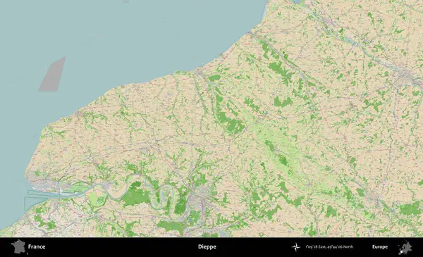 Dieppe. OpenStreetMap Fransız stili haritasında Fransa 'nın idari alanı