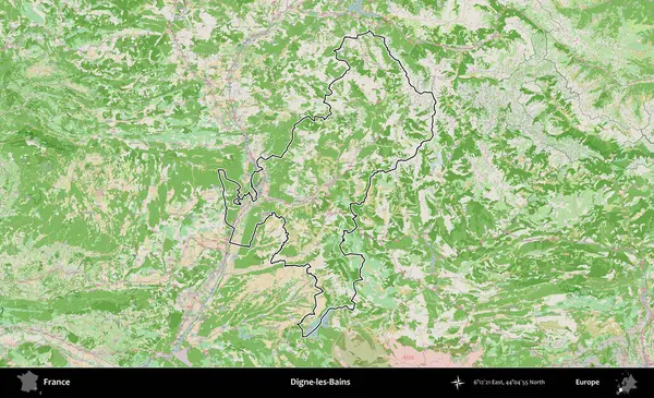 Digne-les-Bains. OpenStreetMap Fransız stili haritasında Fransa 'nın idari bölgesinin ana hatları belirlendi