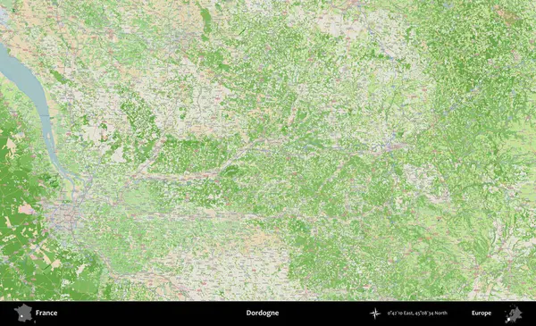 Dordogne. OpenStreetMap Fransız stili haritasında Fransa 'nın idari alanı
