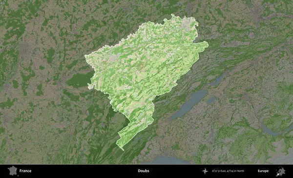 Hödükler. Fransa 'nın idari alanı koyu renk bir OpenStreetMap tarzı Fransız haritasına vurgulandı ve özetlendi