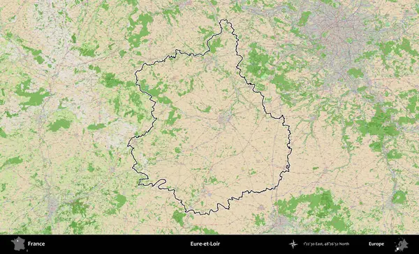 Eure-et-Loir. OpenStreetMap Fransız stili haritasında Fransa 'nın idari bölgesinin ana hatları belirlendi
