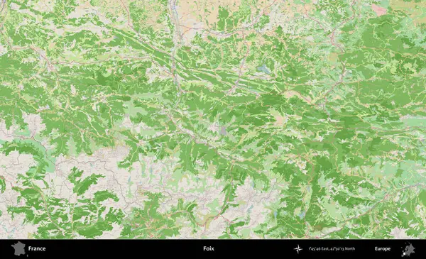 Foix. OpenStreetMap Fransız stili haritasında Fransa 'nın idari alanı