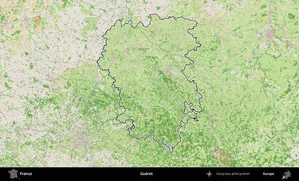 Gueret. OpenStreetMap Fransız stili haritasında Fransa 'nın idari bölgesinin ana hatları belirlendi