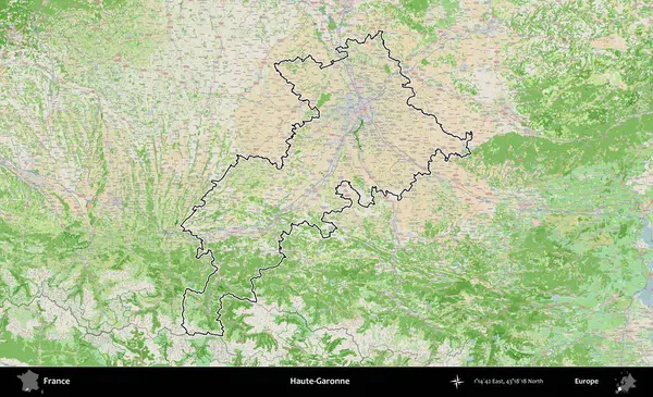 Haute-Garonne. OpenStreetMap Fransız stili haritasında Fransa 'nın idari bölgesinin ana hatları belirlendi