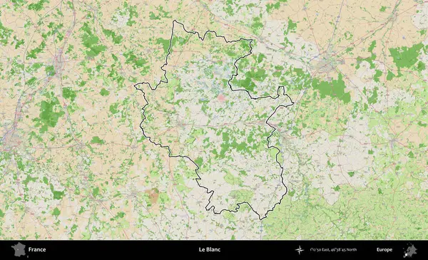 Le Blanc. OpenStreetMap Fransız stili haritasında Fransa 'nın idari bölgesinin ana hatları belirlendi