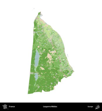 Lesparre-Medoc. Fransa 'nın idari bölgesi bir OpenStreetMap Fransız tarzı haritada beyazda izole edildi
