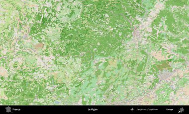 Le Vigan. OpenStreetMap Fransız stili haritasında Fransa 'nın idari alanı