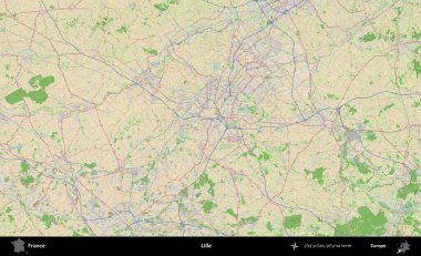 Lille. OpenStreetMap Fransız stili haritasında Fransa 'nın idari alanı