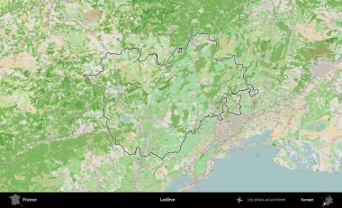 Sevgi. OpenStreetMap Fransız stili haritasında Fransa 'nın idari bölgesinin ana hatları belirlendi