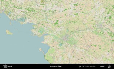 Loire-Atlantique 'de. OpenStreetMap Fransız stili haritasında Fransa 'nın idari alanı