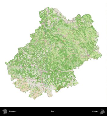 Çok şey. Fransa 'nın idari bölgesi bir OpenStreetMap Fransız tarzı haritada beyazda izole edildi