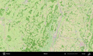 Macon. OpenStreetMap Fransız stili haritasında Fransa 'nın idari alanı