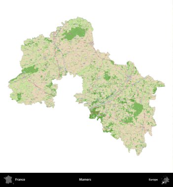 Mamers. Fransa 'nın idari bölgesi bir OpenStreetMap Fransız tarzı haritada beyazda izole edildi