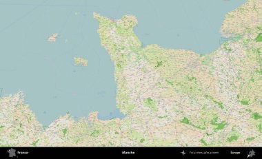 Manche. OpenStreetMap Fransız stili haritasında Fransa 'nın idari alanı