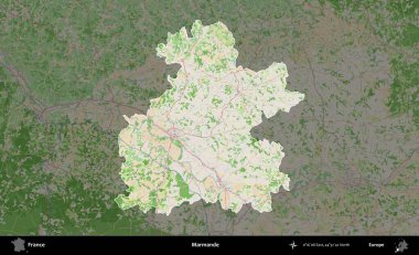 Marmande. Fransa 'nın idari alanı koyu renk bir OpenStreetMap tarzı Fransız haritasına vurgulandı ve özetlendi