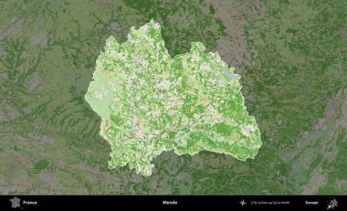 Mende. Fransa 'nın idari alanı koyu renk bir OpenStreetMap tarzı Fransız haritasına vurgulandı ve özetlendi