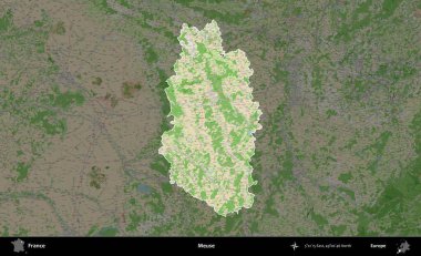 Meuse. Fransa 'nın idari alanı koyu renk bir OpenStreetMap tarzı Fransız haritasına vurgulandı ve özetlendi