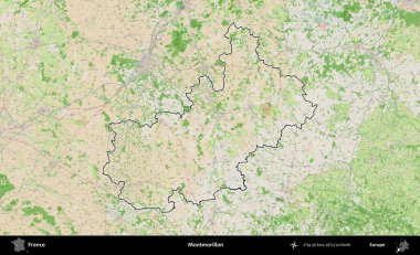 Montmorillon 'da. OpenStreetMap Fransız stili haritasında Fransa 'nın idari bölgesinin ana hatları belirlendi