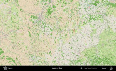 Montmorillon 'da. OpenStreetMap Fransız stili haritasında Fransa 'nın idari alanı