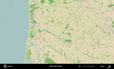 Montreuil-sur-Mer. OpenStreetMap Fransız stili haritasında Fransa 'nın idari alanı