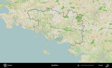 Morbihan. OpenStreetMap Fransız stili haritasında Fransa 'nın idari bölgesinin ana hatları belirlendi