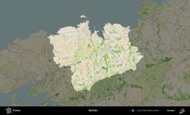 Morlaix. Fransa 'nın idari alanı koyu renk bir OpenStreetMap tarzı Fransız haritasına vurgulandı ve özetlendi