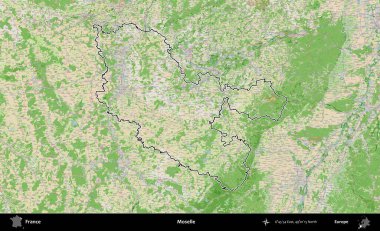 Moselle. OpenStreetMap Fransız stili haritasında Fransa 'nın idari bölgesinin ana hatları belirlendi