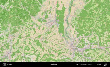 Mulhouse. OpenStreetMap Fransız stili haritasında Fransa 'nın idari alanı