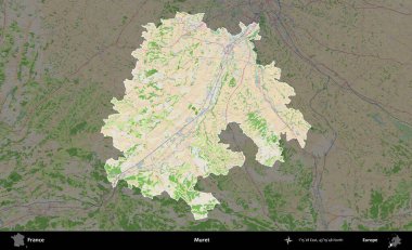 Muret. Fransa 'nın idari alanı koyu renk bir OpenStreetMap tarzı Fransız haritasına vurgulandı ve özetlendi