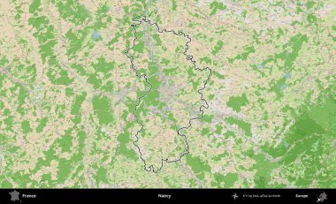 Nancy mi? OpenStreetMap Fransız stili haritasında Fransa 'nın idari bölgesinin ana hatları belirlendi