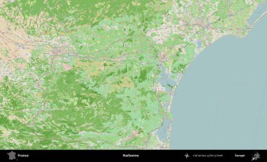 Narbonne. OpenStreetMap Fransız stili haritasında Fransa 'nın idari alanı