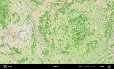 Nievre. OpenStreetMap Fransız stili haritasında Fransa 'nın idari alanı