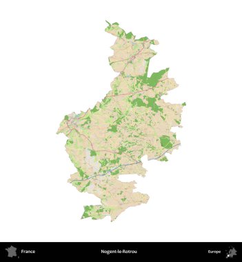 Nogent-le-Rotrou. Fransa 'nın idari bölgesi bir OpenStreetMap Fransız tarzı haritada beyazda izole edildi