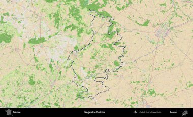 Nogent-le-Rotrou. OpenStreetMap Fransız stili haritasında Fransa 'nın idari bölgesinin ana hatları belirlendi
