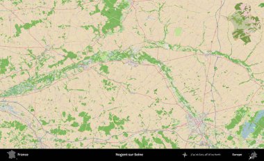 Nogent-sur-Seine. OpenStreetMap Fransız stili haritasında Fransa 'nın idari alanı