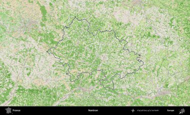 Nontron. OpenStreetMap Fransız stili haritasında Fransa 'nın idari bölgesinin ana hatları belirlendi
