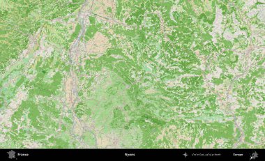 Nyons. OpenStreetMap Fransız stili haritasında Fransa 'nın idari alanı
