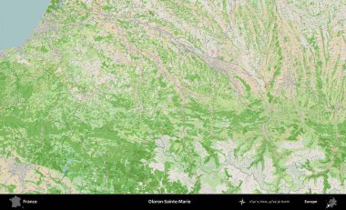 Oloron-Sainte-Marie. OpenStreetMap Fransız stili haritasında Fransa 'nın idari alanı