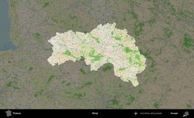 Orne. Fransa 'nın idari alanı koyu renk bir OpenStreetMap tarzı Fransız haritasına vurgulandı ve özetlendi