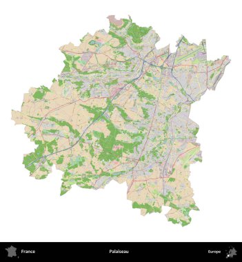 Palaiseau 'da. Fransa 'nın idari bölgesi bir OpenStreetMap Fransız tarzı haritada beyazda izole edildi
