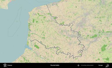 Pas-de-Calais. OpenStreetMap Fransız stili haritasında Fransa 'nın idari bölgesinin ana hatları belirlendi