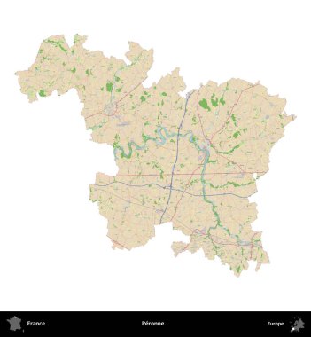 Peronne. Fransa 'nın idari bölgesi bir OpenStreetMap Fransız tarzı haritada beyazda izole edildi