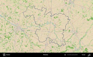 Peronne. OpenStreetMap Fransız stili haritasında Fransa 'nın idari bölgesinin ana hatları belirlendi