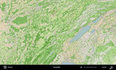 Pontarlier. OpenStreetMap Fransız stili haritasında Fransa 'nın idari alanı